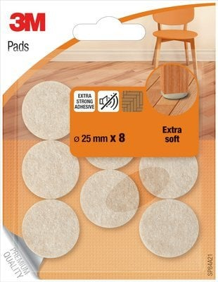 Padë filci rrethore 3M Scotch, 25mm, 8 copë, bezhë