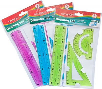 Set gjeometrik Keyroad Flexible Medium, 3 copë, plastikë fleksibël, shumëngjyrësh