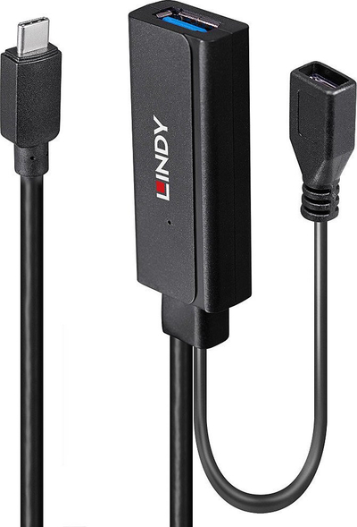 Adapter USB Lindy 43352, USB-C në USB A Micro USB, USB 3.2 Gen 1, 3m, i zi