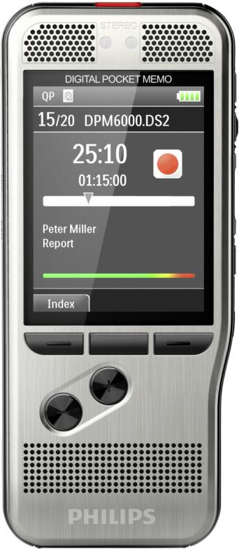 Дигитален снимач на глас Philips Pocket Memo DPM6000, LCD, куќиште од нерѓосувачки челик, сиво-сребрена
