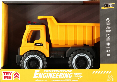 Kamion lodër Mega Creative Dump Truck, 22cm, me drita edhe zë, i verdhë