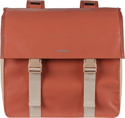 Çantë dyshe biçiklete Basil Urban Load, 46–53L, e papërshkueshme nga uji, Terra Red Rose