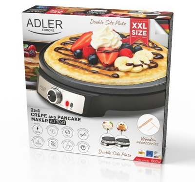 Aparat për krepa Adler AD 3093, 30cm, pllakë jo ngjitëse, i zi