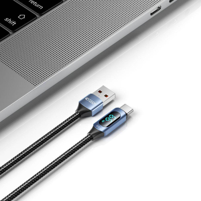 Kabllo karikuese Tech-Protect UltraBoost me LED, USB-A në USB-C, 66W 6A, 1m, blu