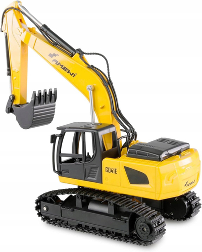 Kamion ndërtimi me telekomandë Amewi 1:24 G836E, set me eskavator, 2.4 GHz, verdh e zi