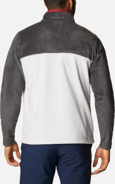 Bluzë fleece për burra Columbia Steens Mountain Half Snap, 100% poliester, me gjysmë mbyllje me kopsa, gri e bardhë