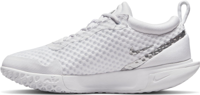 Atlete tenisi NikeCourt Zoom Pro White Metallic Silver për goca, numri 39, të bardha me ngjyrë argjendi