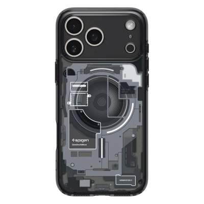 Mbulesë telefoni Spigen Ultra Hybrid Zero One MagSafe, për iPhone 17 Pro, transparente, me kornizë të zezë