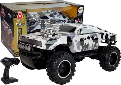Играчка автомобиличе со далечински управувач Off-Road 2.4GHz, 4x4, размер 1:10, црно-бела камуфлажа