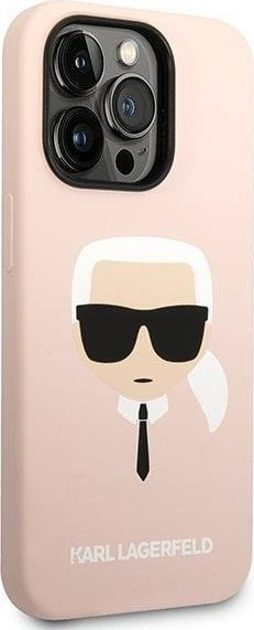 Kapak telefoni Karl Lagerfeld për iPhone 14 Pro 6.1", silikon, MagSafe, rozë e çelët