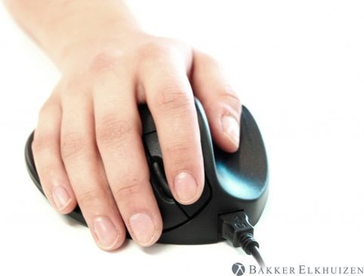 Mi ergonomik BakkerElkhuizen HandShoeMouse, për dorën e djathtë, madhësi Medium, USB, i zi