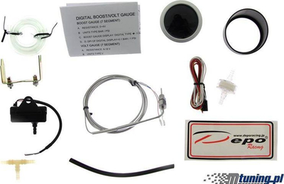 Matës turbo dhe temperature shkarkimi DRacing Depo Gauge 2 in 1, 52mm, ekran dixhital blu, i zi