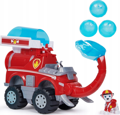 Lodër makinë Paw Patrol Jungle Pups Marshall Elephant Firetruck, me figurë, për kalamaj 3+, e kuqe