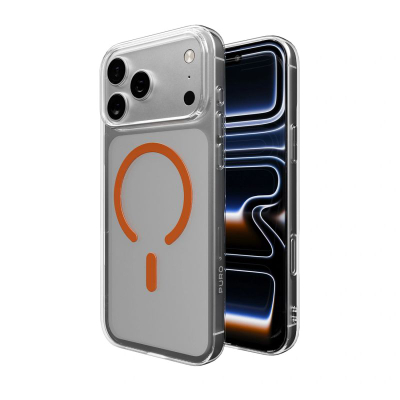 Kapak telefoni Puro Protective Case iPhone 17 Pro, TPU, transparent portokalli