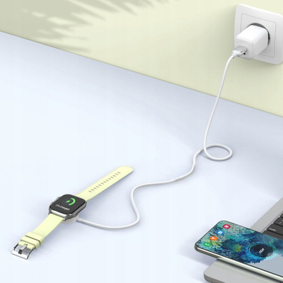 Karikues magnetik Tech-Protect UltraBoost MC02, USB-C, 100cm, i bardhë, për Apple Watch