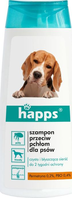 Shampo kundra pleshtave Happs, për qen, 150 ml, e bardhë