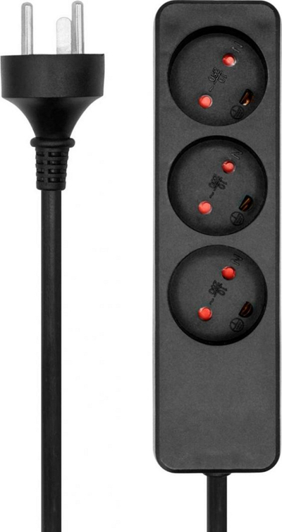 Kabllo ProXtend Danish Power Strip, 3 priza, 4 m, e zezë