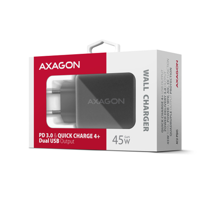 Karikues muri Axagon ACU-PQ45, 45W, 2 porta USB QC3.0 PD, i zi