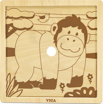 Puzëll druri Viga Gorilla, 9 pjesë, për kalamaj 2+
