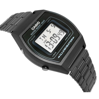 Orë digjitale Casio Vintage B640WB-1ADF, rezistente ndaj ujit, rrip metalik, e zezë