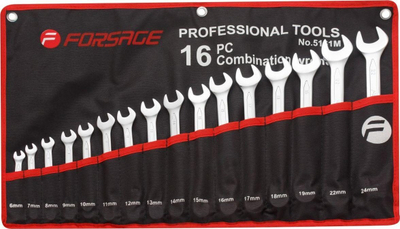Set çelësash kombinim FORSAGE 5111M, 16 copë, 6-24mm, CrV
