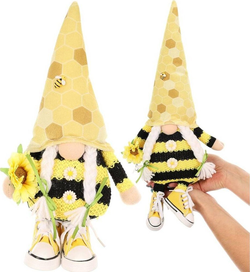 Figurinë dekorative Saska Gnome Little Bee, 25 cm, pranverë Pashkë, shumëngjyrëshe