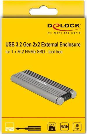 SSD Disk Delock, M.2 PCIe NVMe, 20 Gbps, USB-C 3.2 Gen 2x2 (42001)