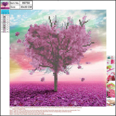 Set mozaik diamant 5D Centrum Tree 89750, 30x30cm, pemë rozë