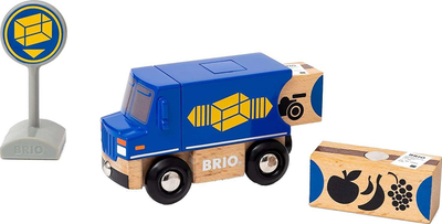 Lodër kamion druri BRIO World Delivery Truck, për fëmijë 3+, i kaltër