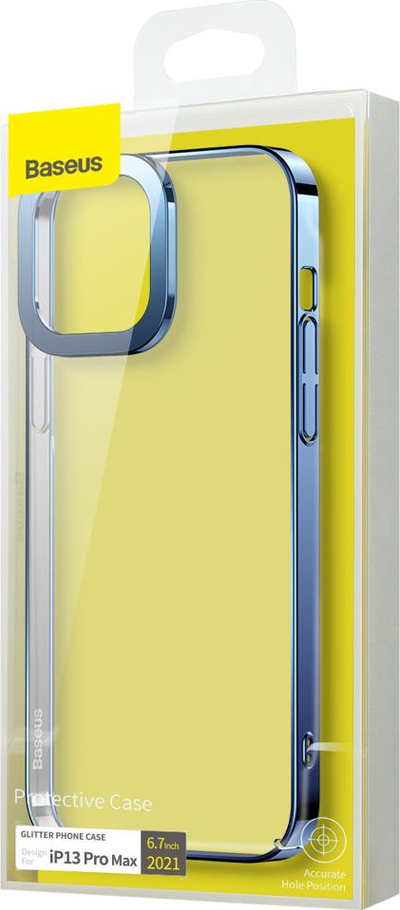 Kapak telefoni Baseus Shockproof për iPhone 13 Pro Max, transparent, blu metalik