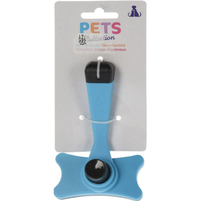 Krehër për qen e mace Pets Collection, vetëpastrues, me dhëmbëza plastike, blu