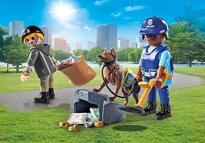 Сет играчки Плејмобил 71731 Action Heroes Police Search, полицаец и полициско куче, шарен