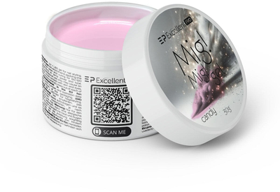 Xhel ndërtues për thonj Excellent MIG! MIG! GEL CANDY 30g, njëfazësh, rozë qumështi