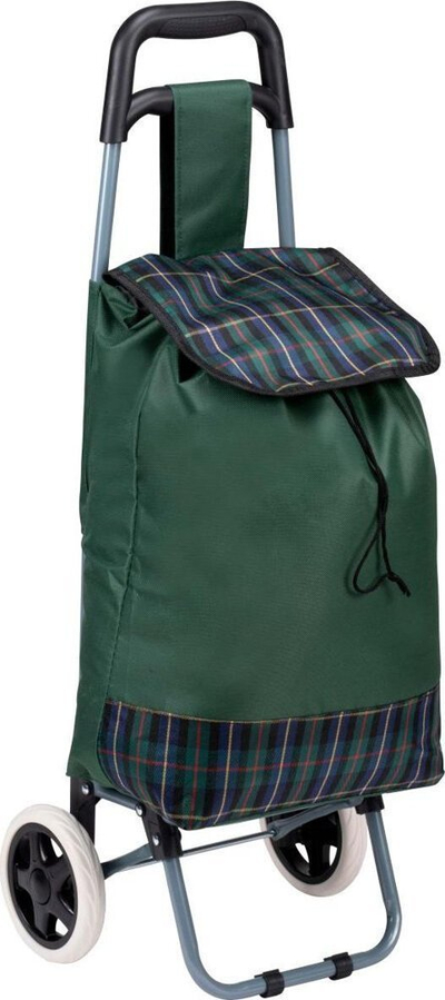 Колица за пазарење со тркала SHOPPING TROLLEY, 31L, со метална рамка, зелена