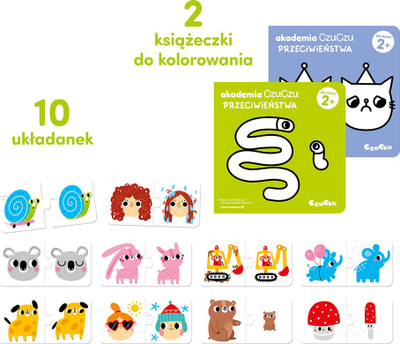 Set edukativ CzuCzu Opposites, libër me ngjyrosje dhe puzzle, për kalamaj mbi 2 vjeç