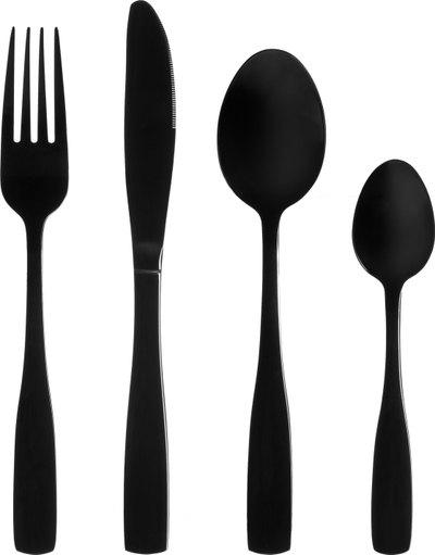 Set takëmesh Basic Cutlery, 16 copë, çelik inox, mat i zi