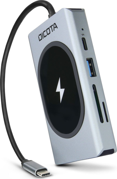 HUB USB Dicota USB C 10 në 1, 4K, PD 100W, argjendtë e zi