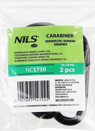 Karabinë kampingu Nils Extreme NC1710, set 2 copë, 5.8cm, e zezë