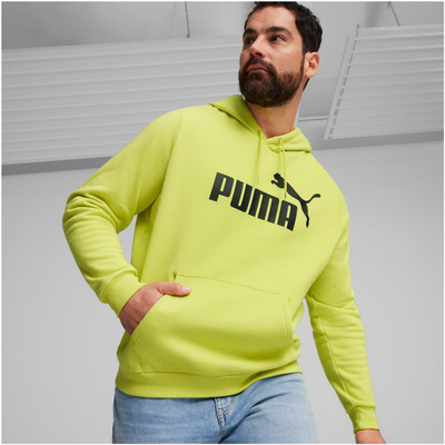 Дуксер со капуљача Puma Essential Large Logo, мешавина од памук, големо лого, жолт