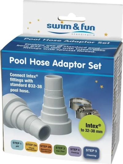 Adapter zorresh pishine Swim &amp; Fun, për zorret 32mm, 38mm, gri