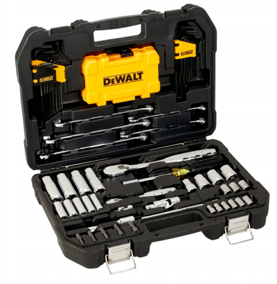 Сет механички клучеви Dewalt, 89 парчиња, глави 1/4" и 3/8", црна пластична кутија
