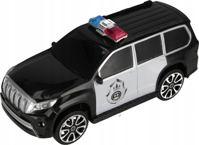 Lodër makinë policie Mega Creative Police Car, me tërheqje mbrapa, 25 cm, bardh e zez