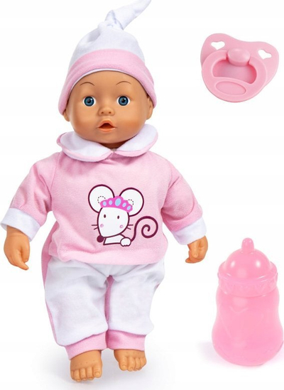 Lodër gocë e vogël interaktive Bayer Design Pink Mouse, 14\", me gjojna, rozë