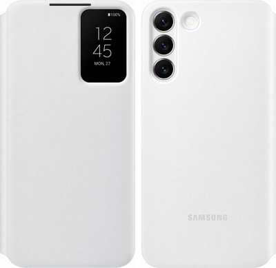 Футрола за телефон Samsung Smart Clear View Cover S22 Plus, со капак, бела