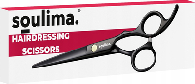 Професионални ножици за коса Soulima Hairdressing Scissors 21461, ергономски, со силиконски амортизер, црни