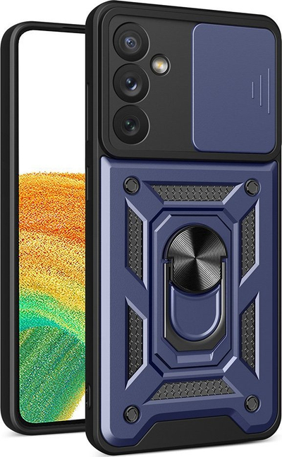 Kapak telefoni Camshield për Samsung Galaxy A34 5G, Hybrid Armor, me unazë magnetike, blu