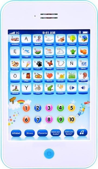 Tablet edukativ ZA3223, gjuhë polake, për fëmijë 3+, i bardhë