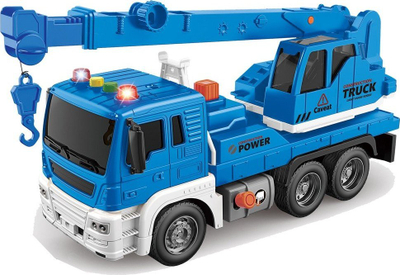 Lodër kamion vinç Jiansheng City Truck, shkallë 1:16, me drita edhe zë, blu