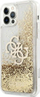 Mbulesë telefoni Guess Hard Cover 4G Big Liquid Glitter, për iPhone 12 12 Pro, e artë