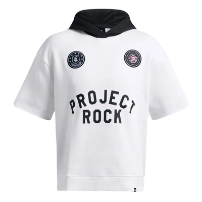 Bluzë me kapuç për meshkuj Under Armour Project Rock Icon BOH, mëngë të shkurtra, e bardhë